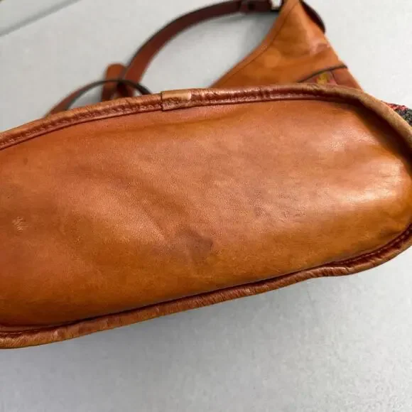 Vtg Yun Art Turkish Killim Purse Crossbody Shoulder Bag Carpet Wool Leather Zip - Picture 4 of 8